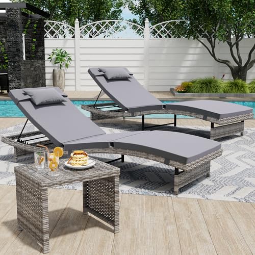 Danrelax Long Reclining Chair Lounge Set (Set of 3), Modern