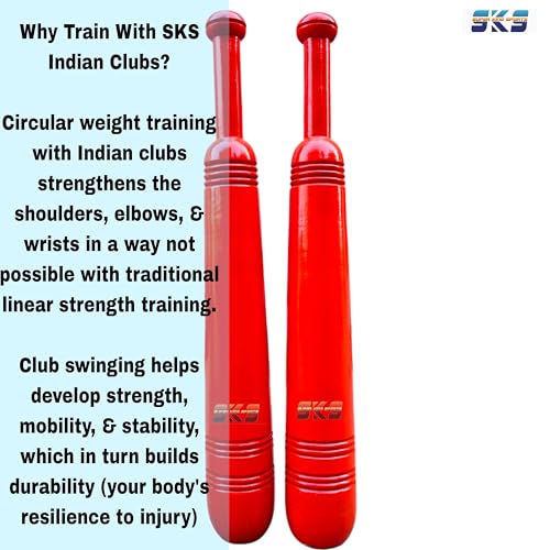 Image of SKS Pair Wooden Indian Mugdar, Clubs, Meel, Clubbell, Karla Kattai, Mugdar, Original Manufactured from Super King Sports (Pair) (2, Kilograms)