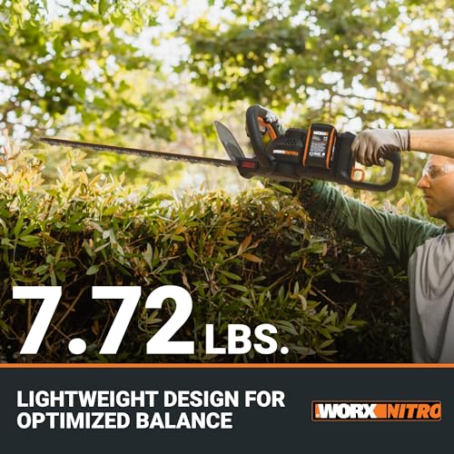WORX Nitro 24" Cordless Hedge Trimmer, Electric Hedge Trimmer with Dual-Action Blades & 3400 SPM, Brushless Bush Trimmer with 180° Rotating Handle, 2 Batteries & Charger Included, WG286 - Image 4