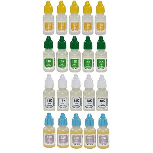 PuriTEST Wholesale 40-Pack- Ten (10) Bottles Each of 10k 14k 18k 22k Gold Testing Acid- Scratch Test for Jewelry, Coins, Ingots, Bullion, Antiques, and More