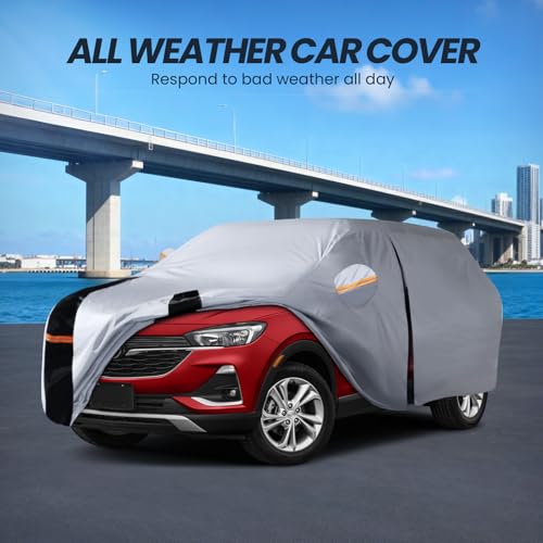 Image of Multi-Layer Car Cover Custom Fit for Buick Encore GX(20192026), 100% Waterproof All Weather for Automobiles, Gift with Towel, Heavy Duty Car Covers for Rain Sun UV Protection with Door Zipper