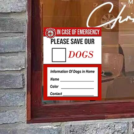 Image of Emergency Pet Rescue Stickers - in Case of Emergency Save My Dog - Fire Safety Alert Window Decals for Home or Car - 4 Pack - Weatherproof Durable Vinyl