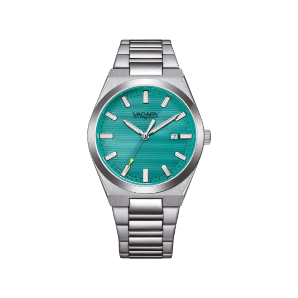 Citizen Vagary by Orologio Uomo Classico Timeless IB9-​719-​71 | Cassa e Bracciale Acciaio 38mm | Quadrante Turchese/​Teal a Righe con Datario | Quarzo | WR 5 BAR