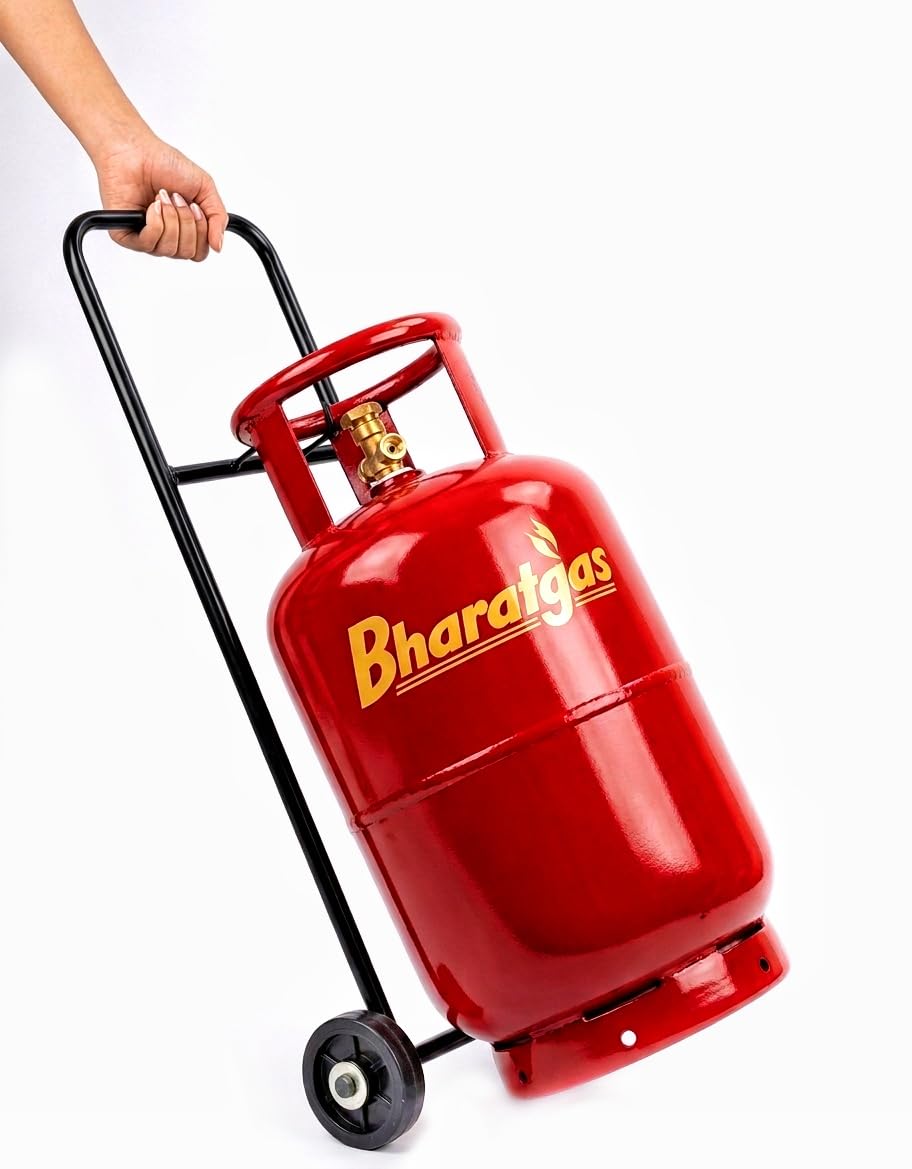 Xplore Heavy Duty Metal Gas Cylinder Trolley with Wheels and Handle for Everyday Easy to Use | LPG Kitchen Cylinder Stand Trolly Easy Movement & Grip for Effortless Pickup, Carry, and Transfer(Black)-image-29