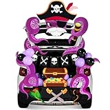 JOYIN Halloween Pirate Trunk Or Treat Car Decorations Kit for SUV Outdoor Indoor Decor Octopus, Banner Haunted House Archway Balloons Knife Treasure Chest