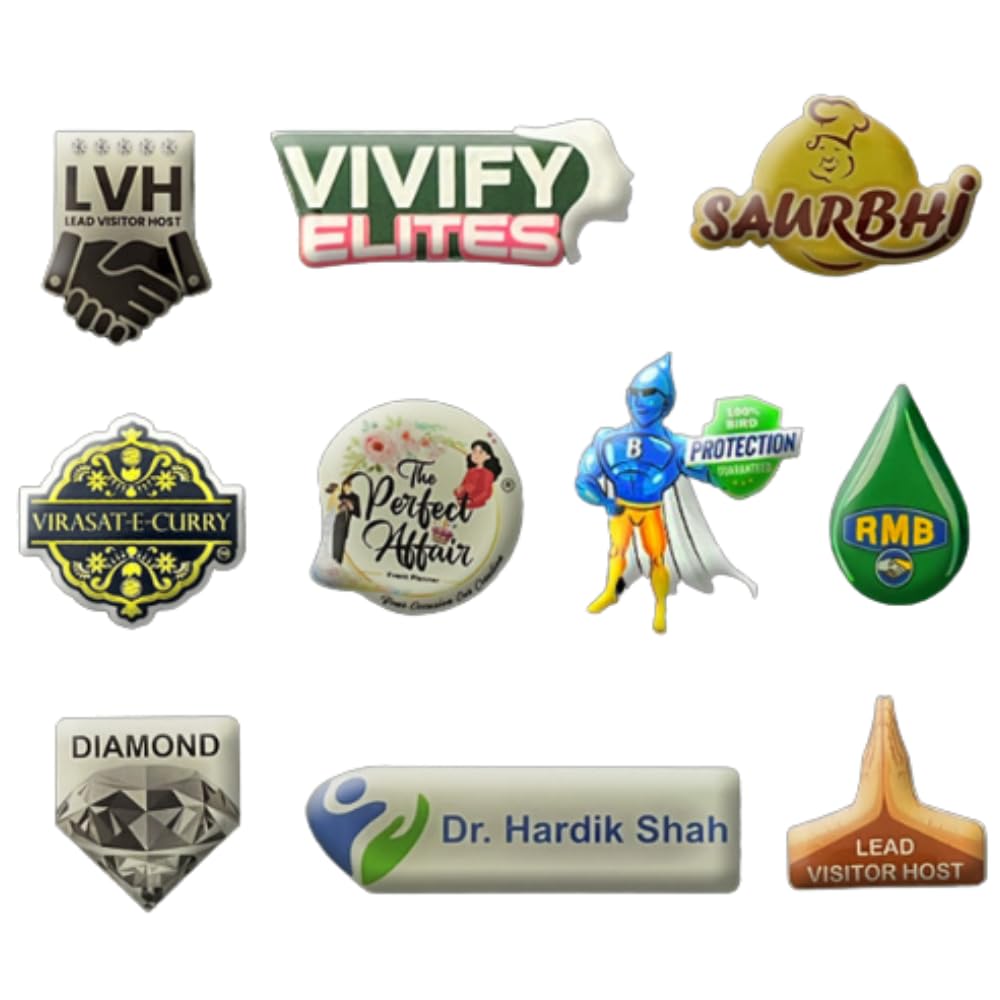 Gift Articlewala® Personalized Name Badge with Company Logo & Name Preview | Custom Employee Name Tag | Magnetic Support | Multiple Sizes & Shapes | Premium Metal Finish-image-41