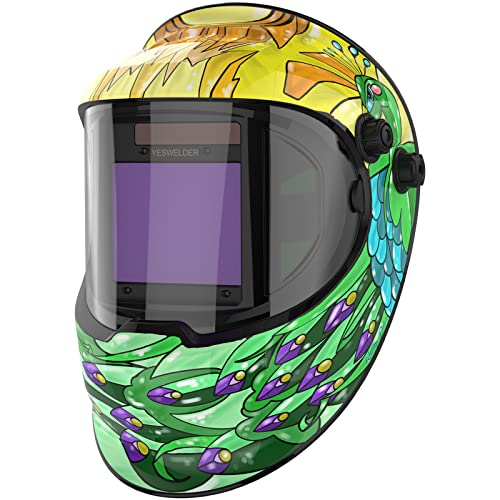 YESWELDER Large Viewing True Color Solar Powered Auto Darkening Welding Helmet with Side View, 4 Arc Sensor Wide Shade 4/5-9/9-13 Welder Mask for TIG MIG ARC Grinding Plasma LYG-Q800D-PC