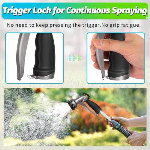 Image of AUTOMAN Garden Hose Nozzle - 2 Pack, 100% Metal High Pressure Spray Nozzle, Labor-Saving Design, Heavy Duty for Garden Watering, Car Washing, Window Cleaning, Pets Bathing
