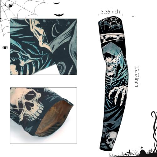 Image of YARIEW Temporary Tattoo Sleeves for Men Arm Sleeves for Men | Tattoo Sleeve Women Arts Fake Sleeve Tattoos Sun Protection Cooling Covers for Arms Women Halloween Pattern 17