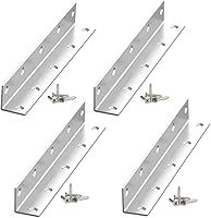 Vista 1 de Soportes en L, 4 unidades de soporte de esquina con ángulo, acero inoxidable superior, 4" x 1" M, 2 mm de espesor, para estante de madera, mueble