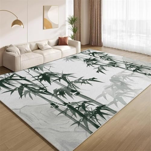 Sxakswol Teppich Wohnzimmer 160x230 cm Bambus 3D Teppich Japanischer Stil Küche Esszimmer Schlafzimmer Teppich Kurzflor rutschfest Waschbar Teppiche Weich Pflegeleicht a-1637