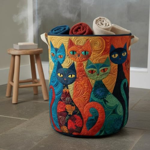 Panier chat motif souple grand format pour linge - 3