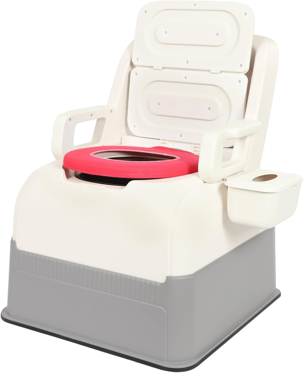 Bedside Commode Chair, Safety Commode Toilet, Commode Chair with Garbage Bag, Toilet Chair with Duty Drop Arms & Removable Bucket, Weight Capacity of 220.46 Lbs, 25.98 * 24 * 30.71in, Blue