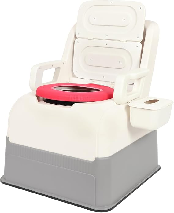 Bedside Commode Chair,Portable Mobile Commode Toilet with Inner Bucket,Non-Slip Odorless Bath Safety Seating Potty Chair for The Elderly and Disabled (Blue)