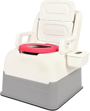 Bedside Commode Chair,Portable Mobile Commode Toilet with Inner Bucket,Non-Slip Odorless Bath Safety Seating Potty Chair for The Elderly and Disabled (Blue)