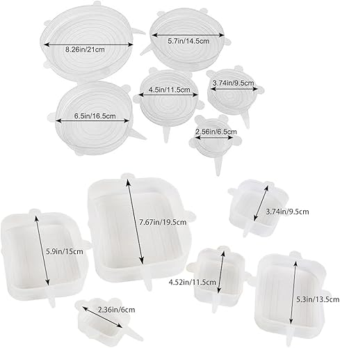 Miniatura 7 de 12 tapas de silicona reutilizables flexibles de silicona para tazones, tapas expandibles, cubiertas elásticas para alimentos frescos y sobras,