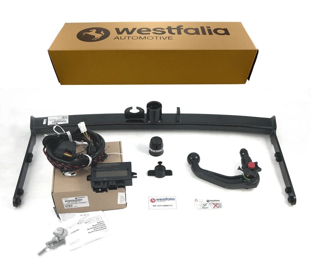 Westfalia Wypinany Hak Holowniczy do Skoda Fabia 3 Combi (01/2015-09/2021) i Hatchback (11/2014-05/2021) - Zestaw z 13-pinowym Dedykowanym Zestawem wiązek elektrycznych do Konkretnego Pojazdu