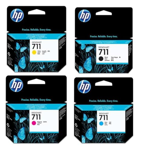 HP 711 Ink Cartridge Set with 38ml Black, 29ml Cyan, Magenta Yellow