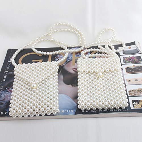 LETODE Women's Vintage Style Pearl Shoulder Bags Handmade Weave Pearl Crossbody Bags phone Purse Transparent Bags2
