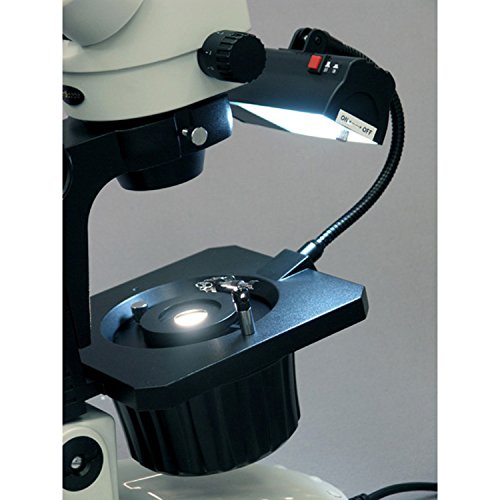 Image of AmScope GM400TZ-10M Digital Trinocular Gemology Stereo Zoom Microscope, WH10x Eyepieces, 3.5X-90X Magnification, 0.7X-4.5X Zoom Objective, Halogen and Fluorescent Lighting, Inclined Pillar Stand, 110V-120V, Includes 0.5X and 2.0X Barlow Lenses, 10MP Camera with Reduction Lens, and Software