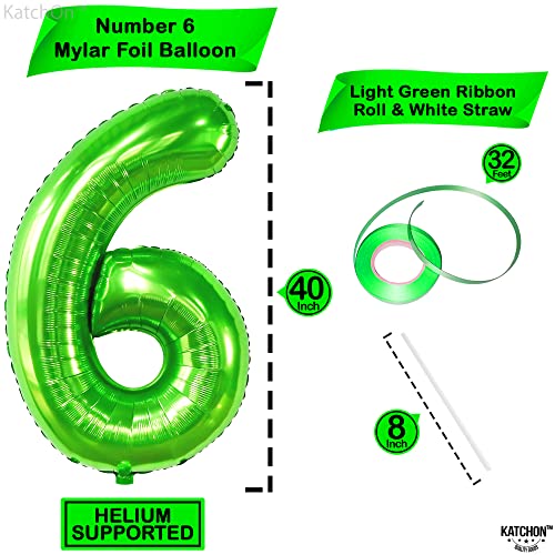 Image of KatchOn, Giant Light Green Number 6 Balloon, 40 Inch | 6th Birthday Balloon