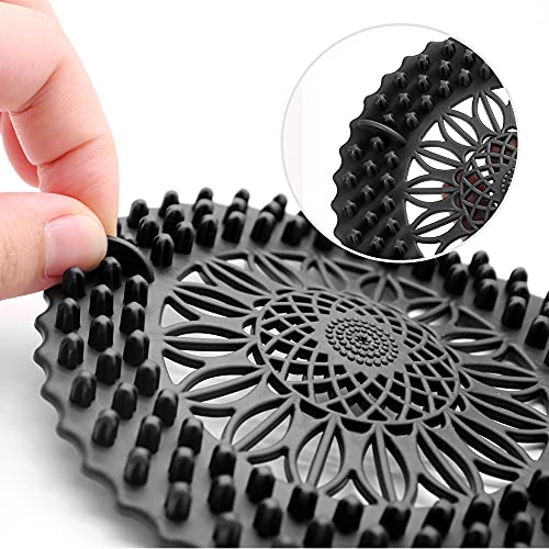 Colador para drenaje atrapa cabello de silicona negro 2 piezas miniatura 4