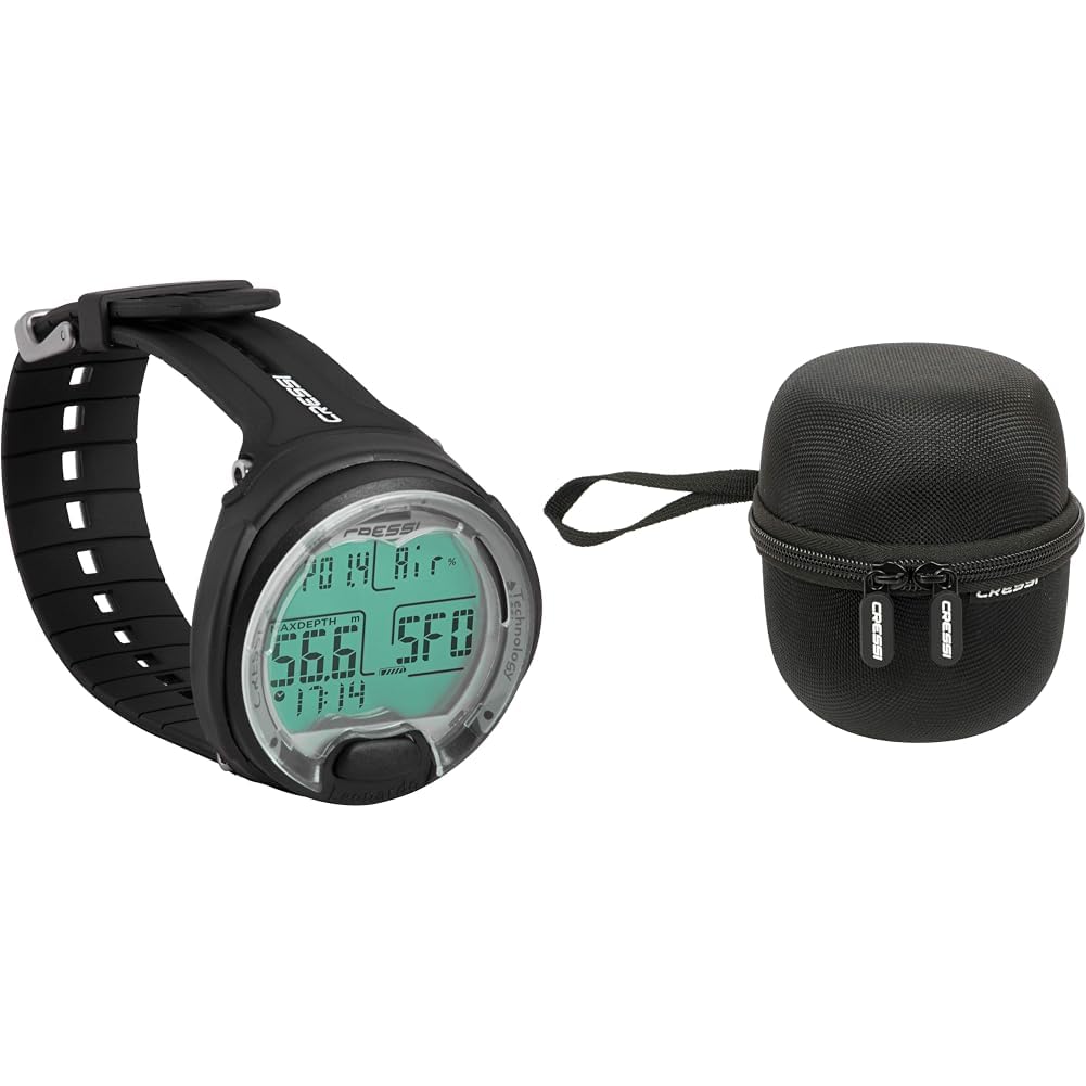 Cressi KS770000 Leonardo Dive Computer, Schwarz & 1946 Watch/Computers Protective Case Tauchuhr/Computer Schutzhülle, Schwarz, Uni