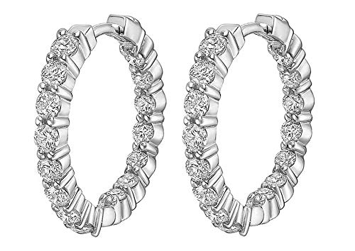 3.10 Ct Round Diamond Inside/Outside Hoop Earrings in 14 kt. Clip Mounts2