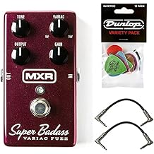 MXR M236 Super Badass Variac Fuzz Distortion Effects Pedal BUNDLE w/ 2 Patch Cables and Dunlop PVP101 Pick Pack
