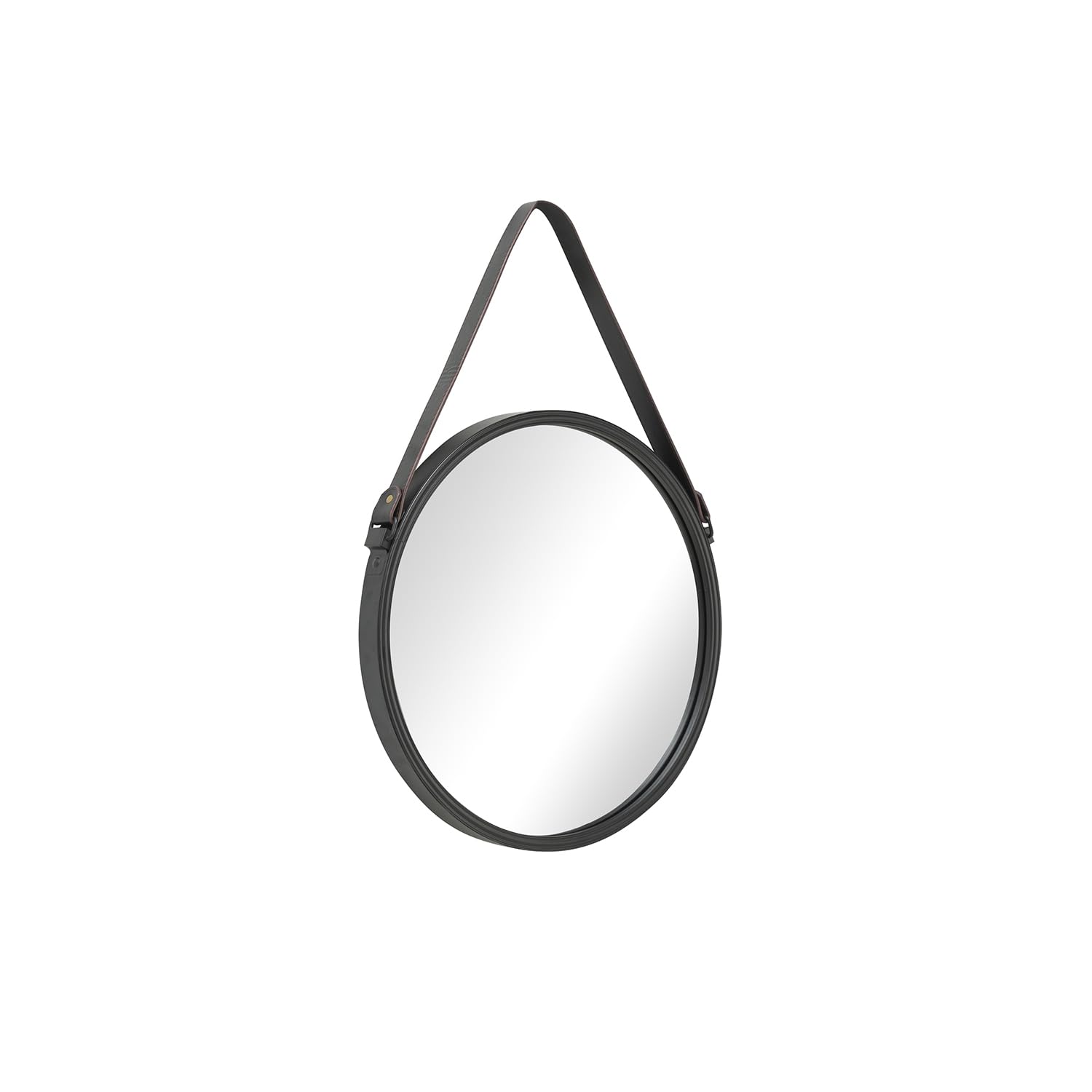 Miroir barbier rond noir de 40 cm de diamètre avec cadre métallique suspendu