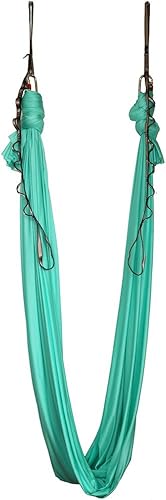 Vista 39 de Hamaca de yoga aérea de 5.5 yardas para yoga, columpio, pilates, seda, fitness, incluye mosquetón, cadena de margarita, guía de postura Violeta,Rosa
