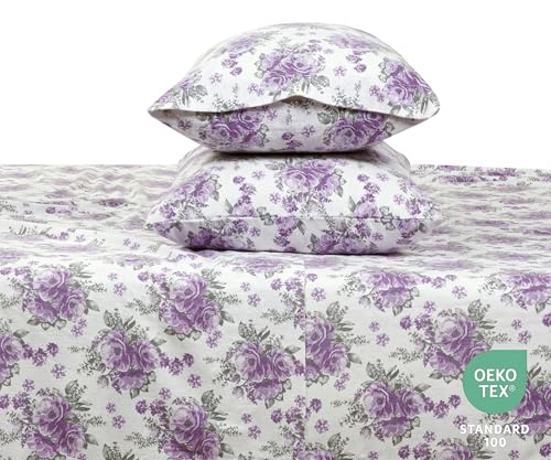 Bliss Casa 4 Piece 100% Cotton Flannel Sheets Queen Size Bed Set - Warm & Extra Soft - Deep Pockets, Breathable, All Seasons Comfy - Double Brushed Bed Sheet (Sabrina) by Bliss Casa - Image 8
