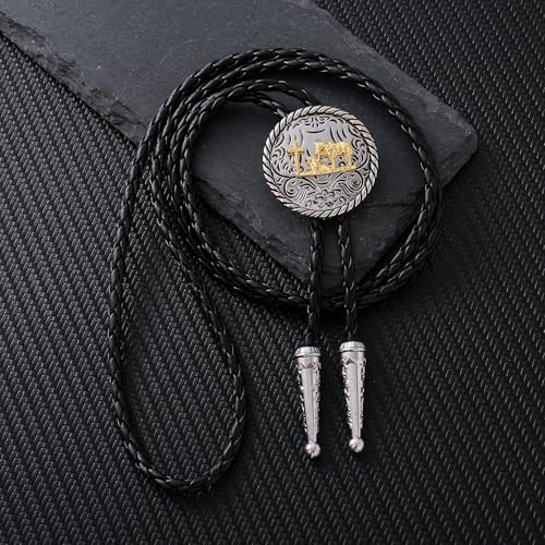 Image of HUABOLA CALYN Bolo Tie for Men Women, Native American Turquoise /Longhorn Bull /Eagle /Horse Bolo ties,Western Tie Costume