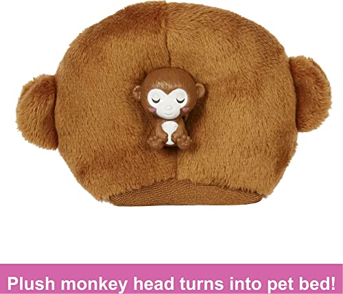 Barbie Cutie Reveal Fashion Doll, Jungle Series Monkey Plush Costume, 10 Surprises Including Mini Pet & Color Change - image 6