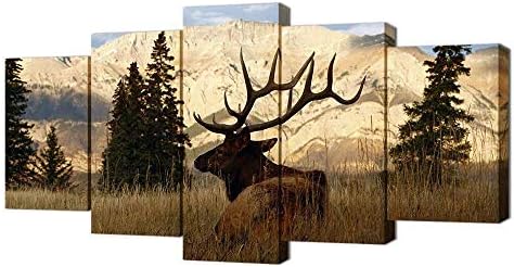 VVOVV Wall Decor - Deer In Autumn Forest Painting Giclee Prints Wildlife Pictures Animal Elk Poster Canvas Art Wall Decor Modern Framed Artwork