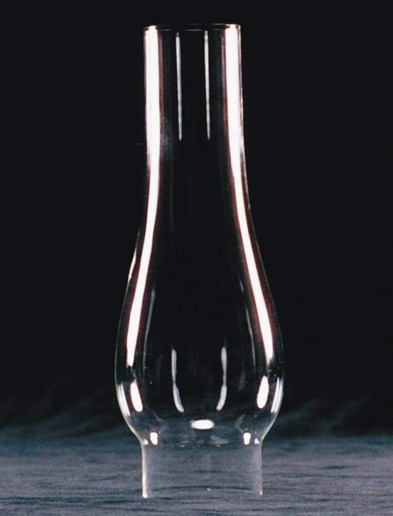 Clear Glass Lamp Chimney, Replacement Hurricane Globe Measures 2 1/8 inch Diameter Base x 8 1/4 inches High for Oil or Kerosene Lanterns