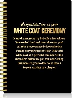 XQLZY Congratulations On Your White Coat Ceremony Black Gold Spiral Notebook, White Coat Ceremony Gifts for Daughter Son, Med School Graduation Gifts for Physical Therapy Doctor Nurse Medical Student