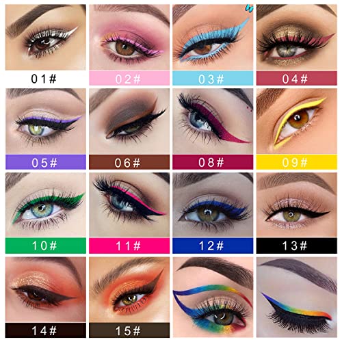 Charmcode 14 Colored Eyeliners - Liquid Color Eyeliner Highly Pigmented - White Eyeliner - Liquid Liner Coloful Set - Vivid Matte Eye Makeup #TOP1