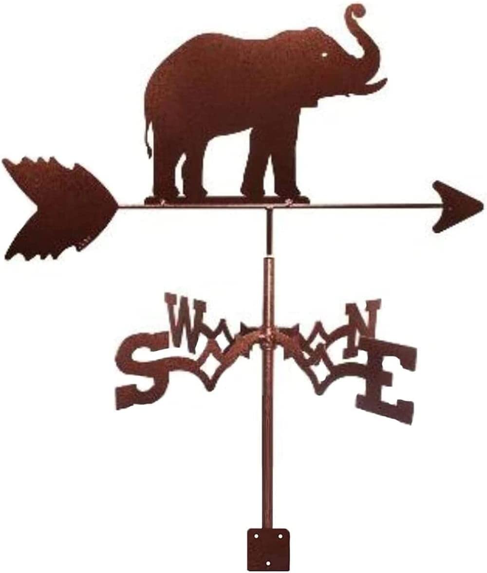 TAXXII Giraffe Weathervane Metal Weather Vane Stainless Steel Wind Elephant Direction Indicator Weathercock Measuring Tool for Garden Patio Yard Ornament Decoration-E