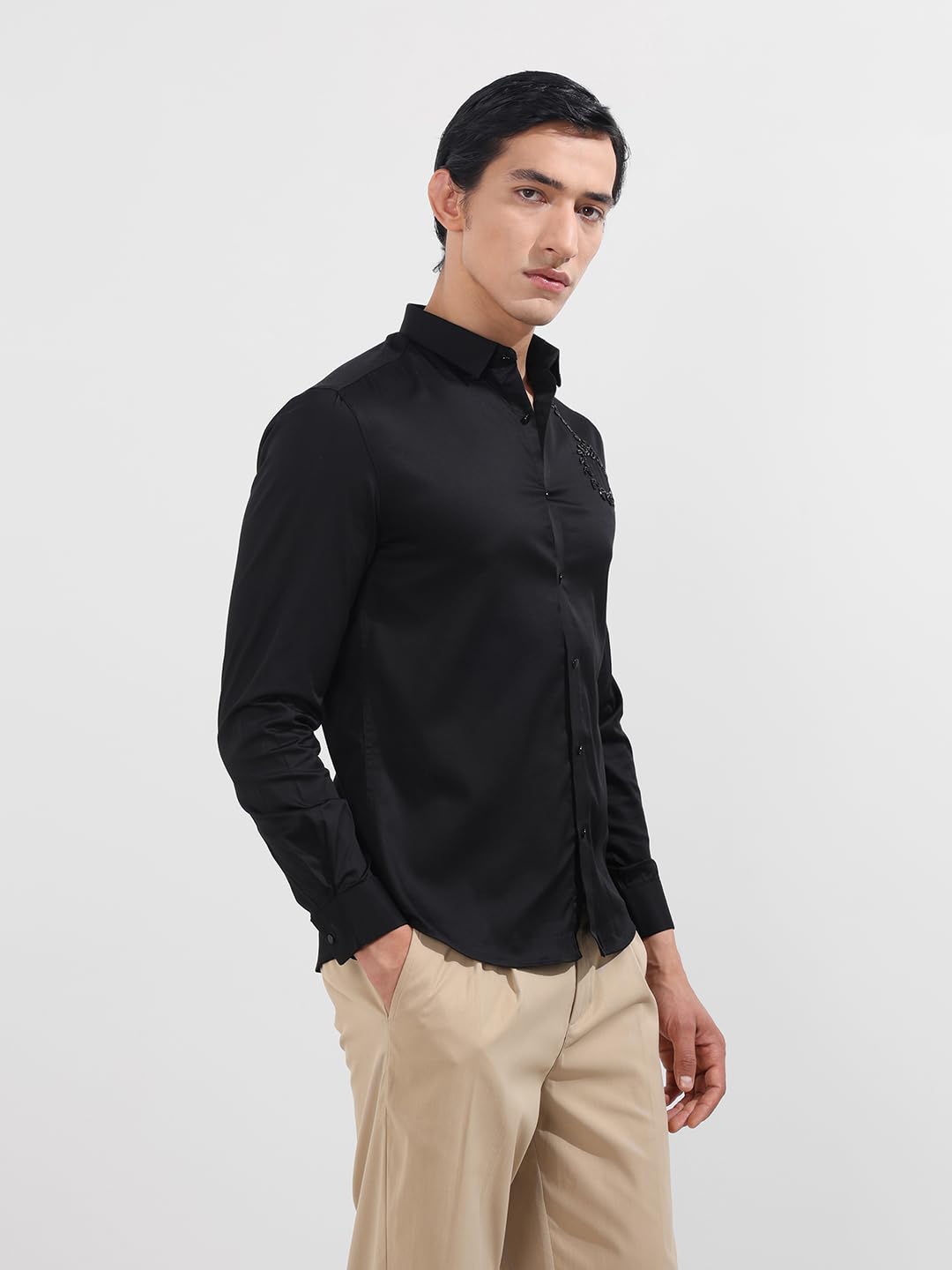 The Indian Garage Co Camicia da festa a maniche lunghe con colletto cutaway impreziosito slim fit da uomo