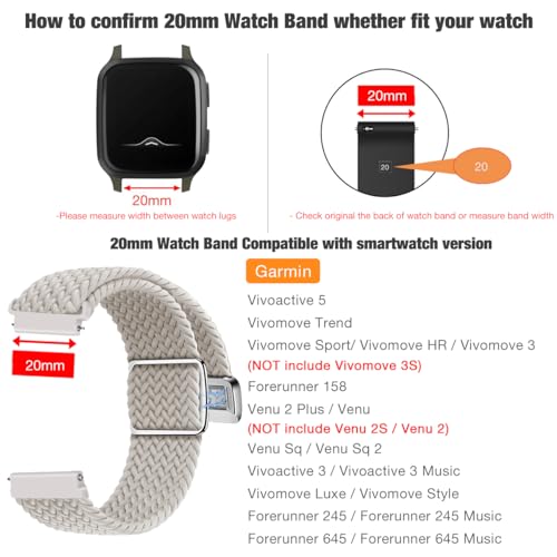 Correa trenzada de nylon 20mm para Garmin Vivoactive miniatura 2