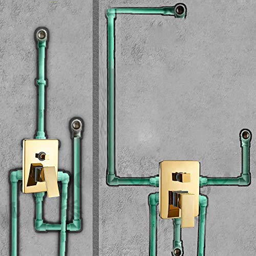 Ensemble de robinet de douche cascade doré mural avec mitigeur de bain