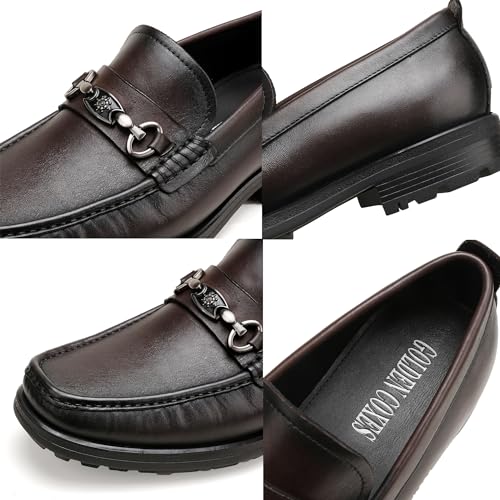 Image of Formal Dress Shoes for Men, Premium Buckle Moc-Toe Business Shoes Casual Slip-on Penny Loafer
