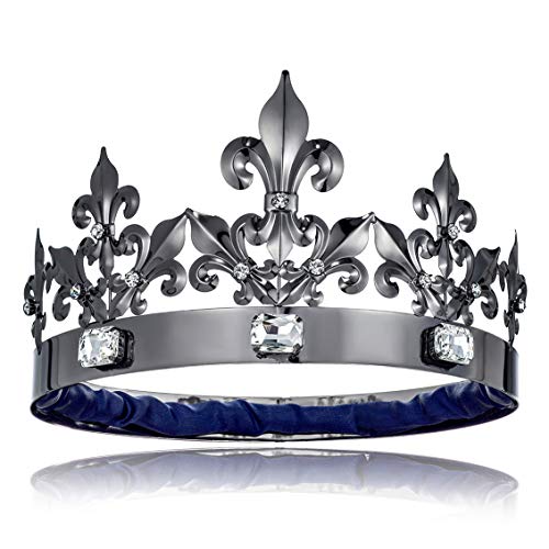 STONEJYA Adults King Crowns Men Birthday King Crown Costume Prom King Crowns Black Crown Cosplay Homecoming Pageant King Crown Wedding Bridal Men Crowns Black Metal Tall Crowns Birthday Crown