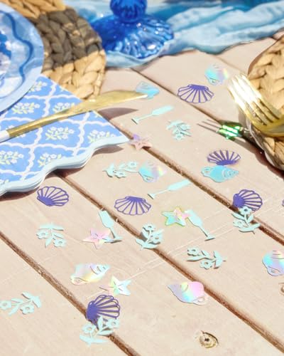 Image of xo, Fetti Coastal Party Foil Confetti - 200 pc | Last Toast on the Coast, Beach Engagement Party Decoration, Bachelorette Table Decor, Bridal Shower Supplies, Beach Birthday Tablescape, Iridescent