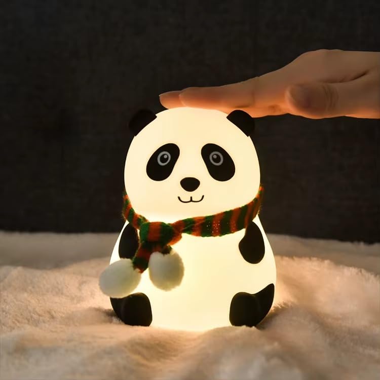 Image of Oblivion Silicone Panda Night Light - Cute Touch Sensor LED Lamp for Kids, Girls & Boys | 7-Color Rechargeable Bedroom Decor | Portable Bedside Night Lamp for Home, Men & Women