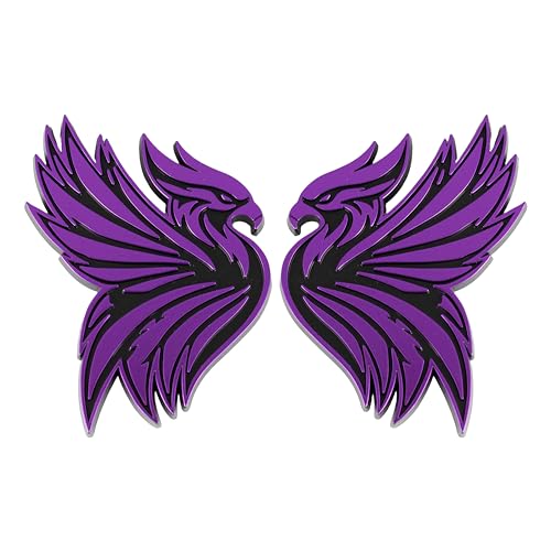 Image of Phoenix Emblem 3D Bird Badge, Custom Car Decal Sticker - Durable Exterior Trunk, Hood, Fender for Car, Truck, SUV (Set of 2) (Purple)