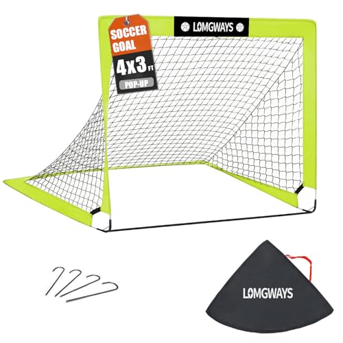 4x3 ft Portable Pop-Up Soccer Goal with Stakes & Carry Bag