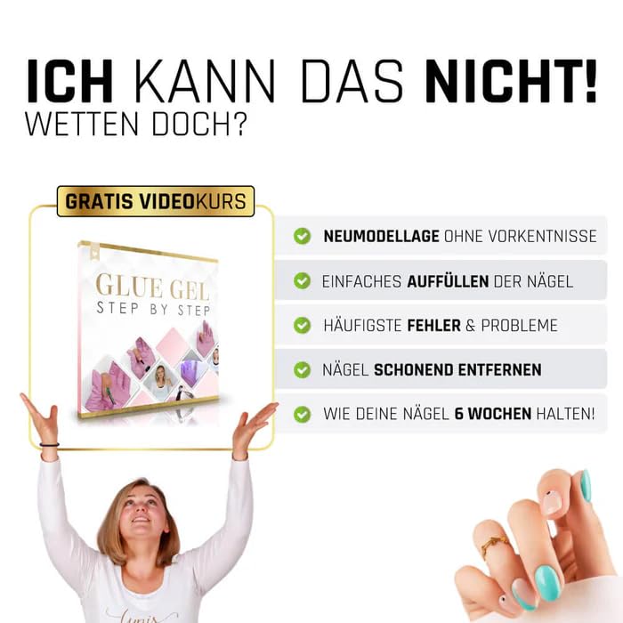 Glue Gel Press On Nails Set con fácil procesamiento · uñas muy ligeras como en el estudio como gel amasable · consistencia firme fácil de procesar | Para Press On Nails Glue Gel · Lynis-Nailshop.de