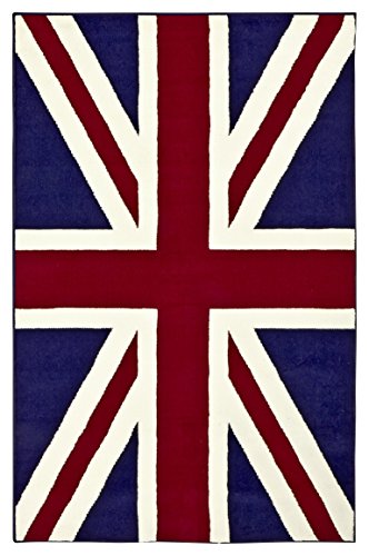 Hanse Home Design Tapis en Velours Union Jack en polypropylène, Style kingdomen, Bleu, Rouge, crème, 80 x 120 x 0,9 cm